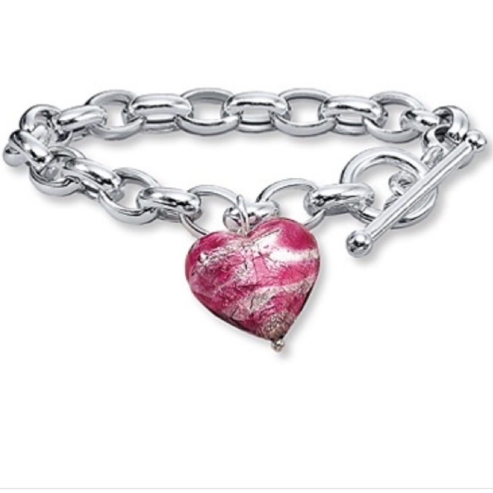 Kay Jewelers Sterling Silver Glass Heart Bracelet